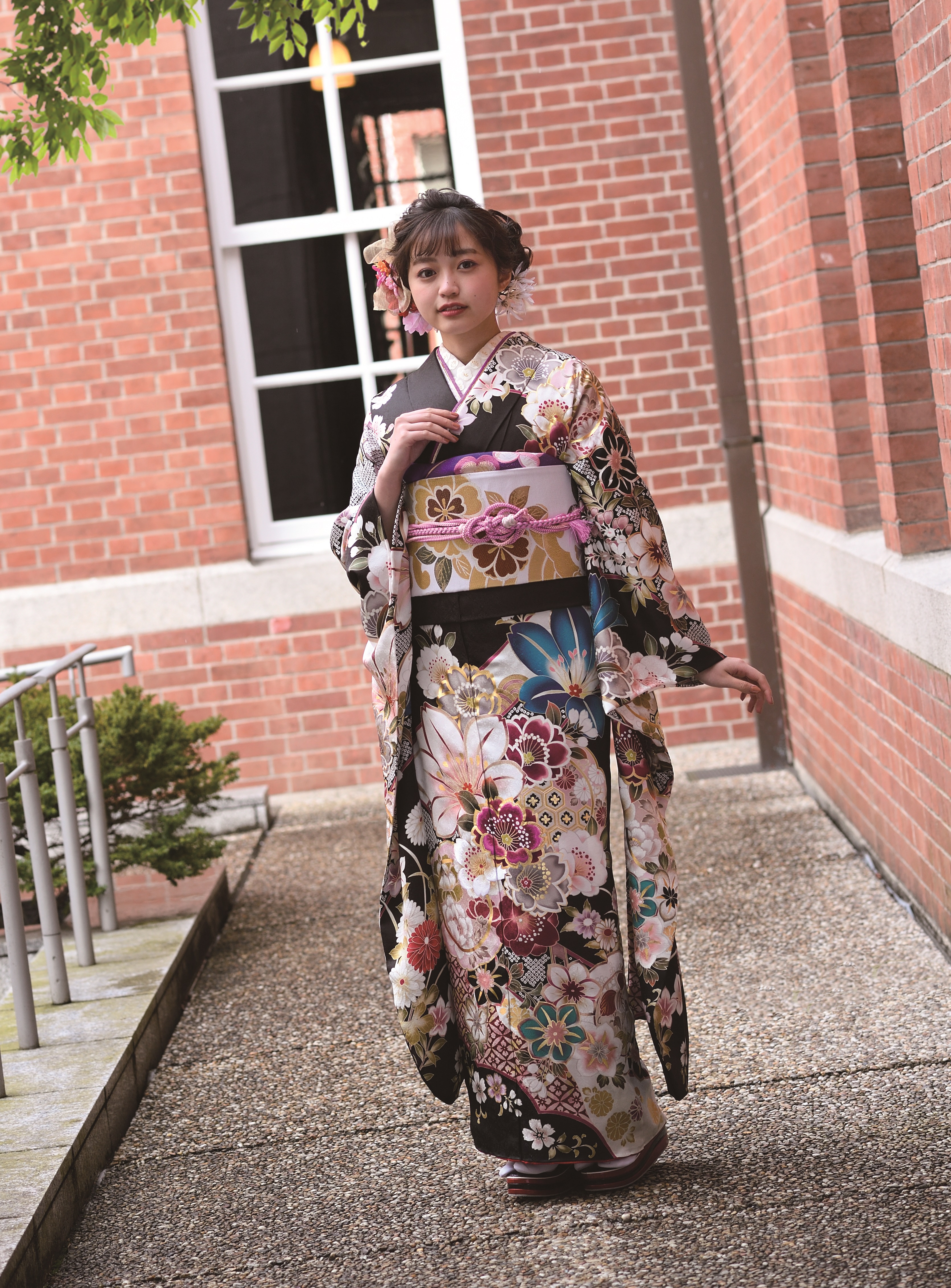豪華振袖フルセット(7点)・飛鶴・極上アンティーク・鹿の子絞り
